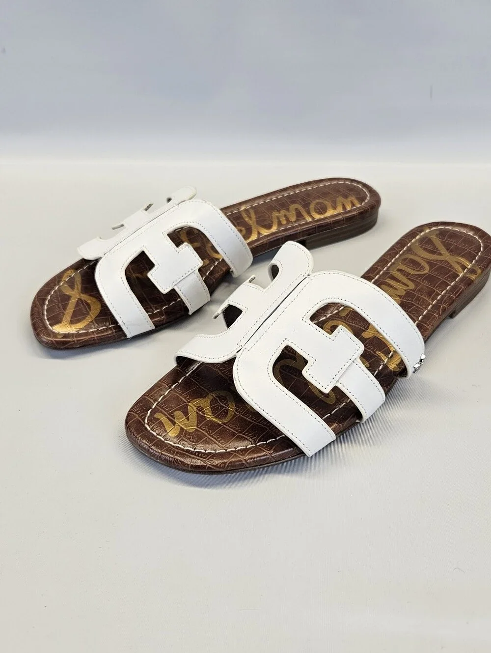 Sam Edelman Bay Sandals Slides White Leather Womens 10 Vacation Capsule Resort - Picture 10 of 10